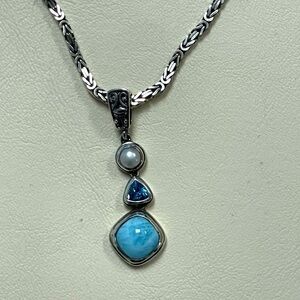 Marahlago Azure Cushion Larimar Necklace